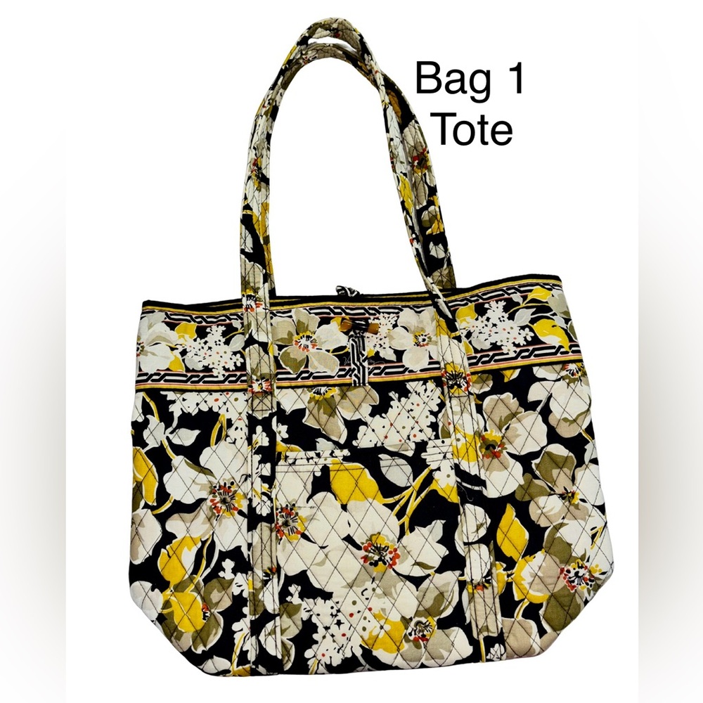 Vera Bradley 4-Piece Set Tote Shoulder Bags Crossbody Floral Yellow - Picture 2 of 13